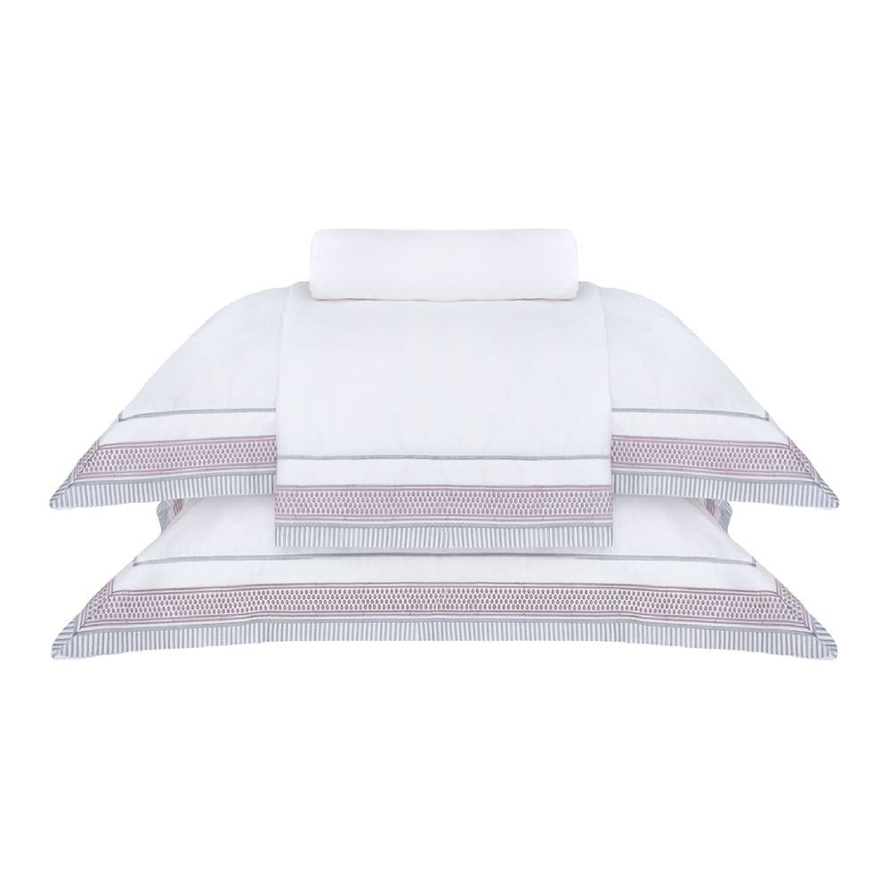 Branco c- bordado Cinza